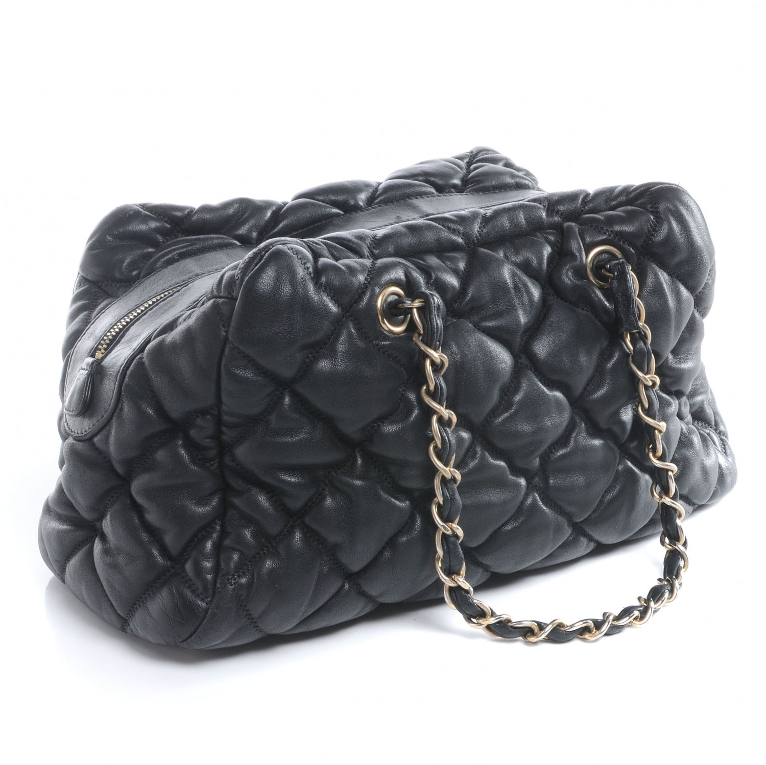 Chanel Lambskin Large Bubble Quilt Bowler Black 3 of 8