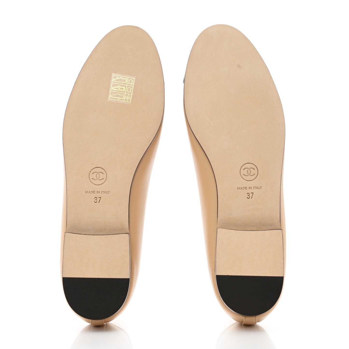 Lambskin Cap Toe CC Ballerina Flats 37 Beige Black