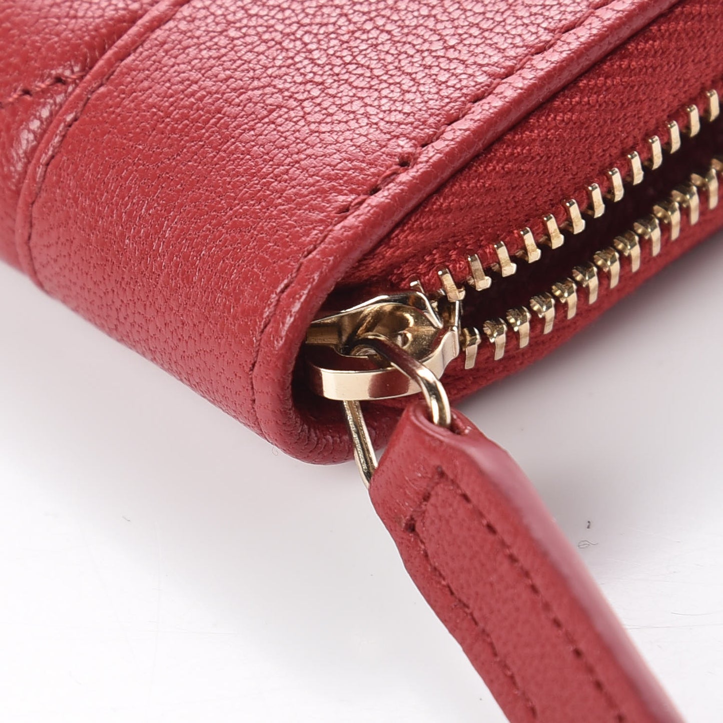 Sheepskin Quilted Mademoiselle Vintage Zip Coin Purse Red