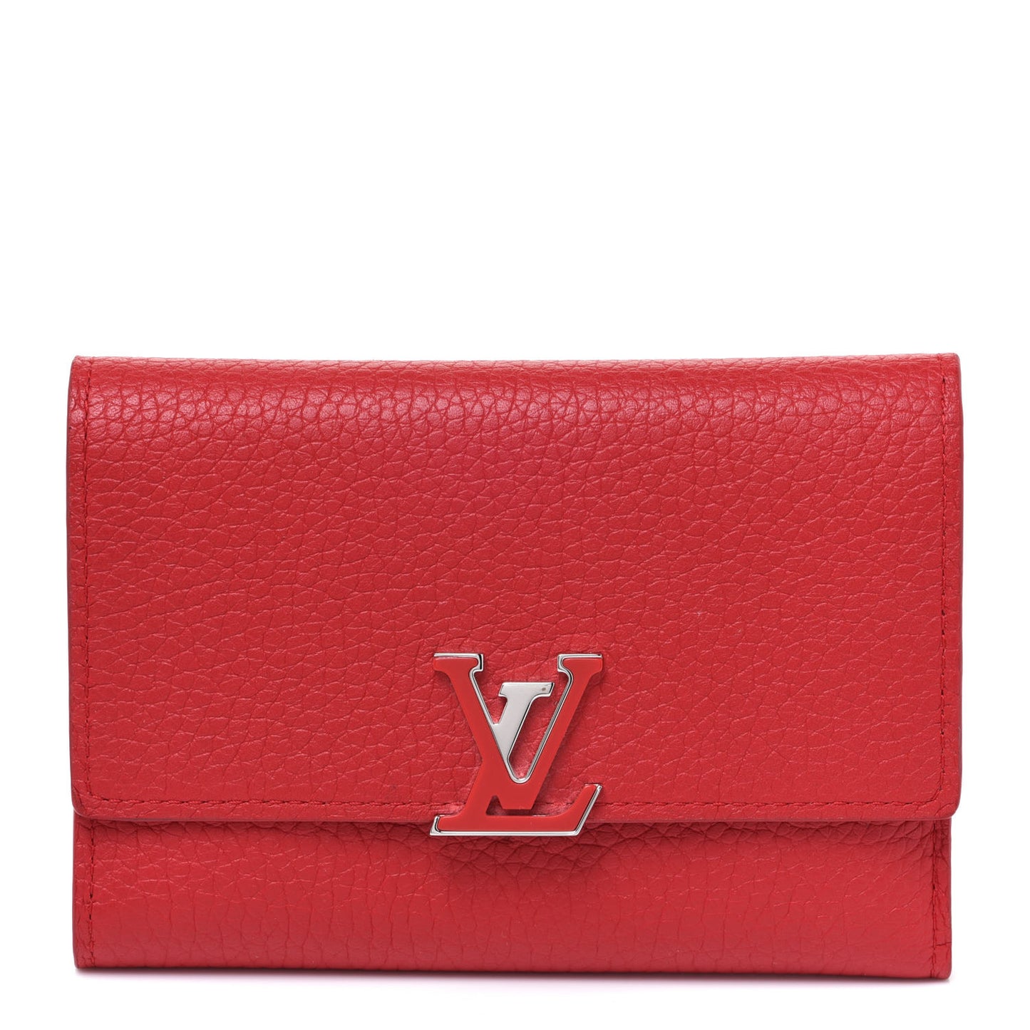Taurillon Capucines Compact Wallet Rubis