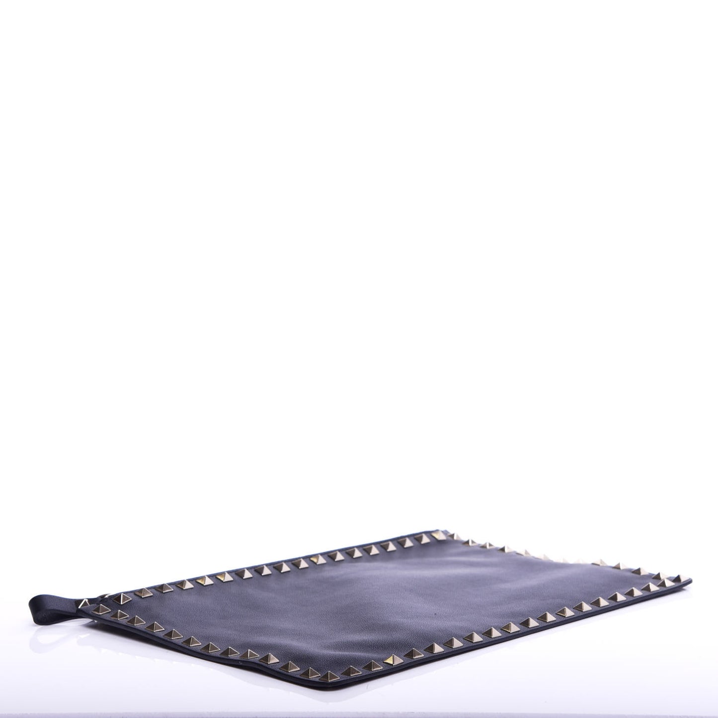 Vitello Large Rockstud Zip Pouch Black