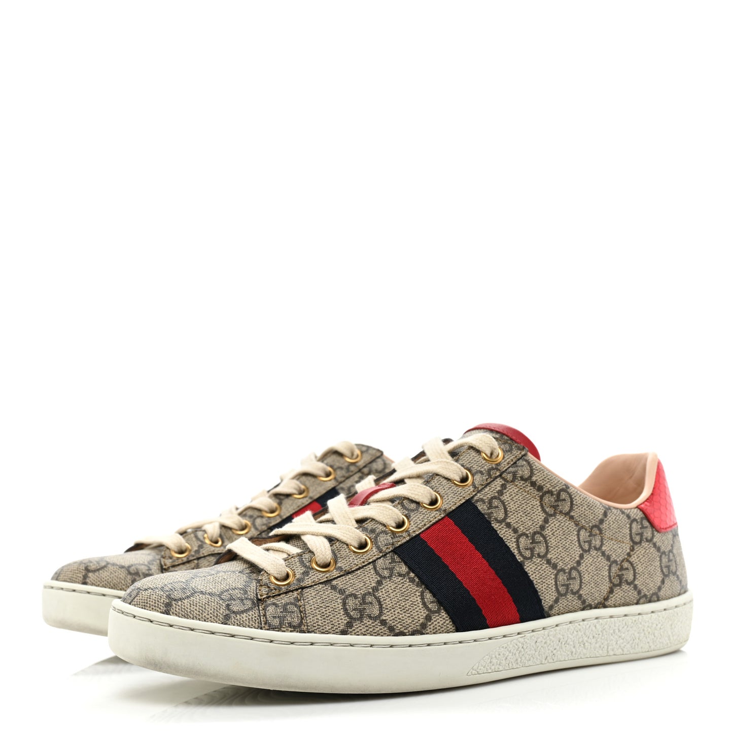 GG Supreme Monogram Womens Ace Low-Top Sneaker 37.5 Beige