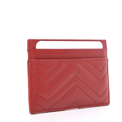 Gucci Calfskin Matelasse GG Marmont Card Holder Hibiscus Red 2 of 7