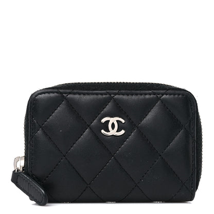 Chanel Lambskin Quilted Zip Coin Purse Black 1 of 10