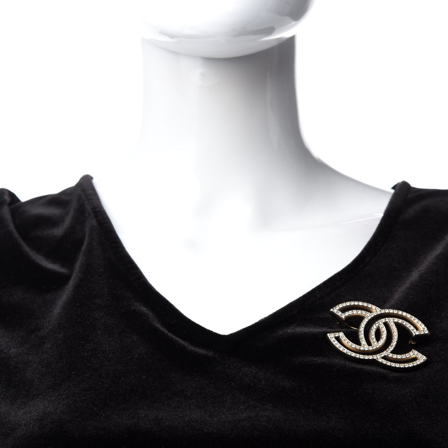 Crystal CC Brooch Light Gold