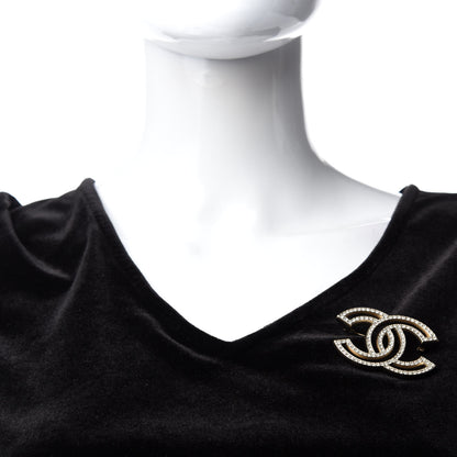 Chanel Crystal CC Brooch Light Gold 2 of 6