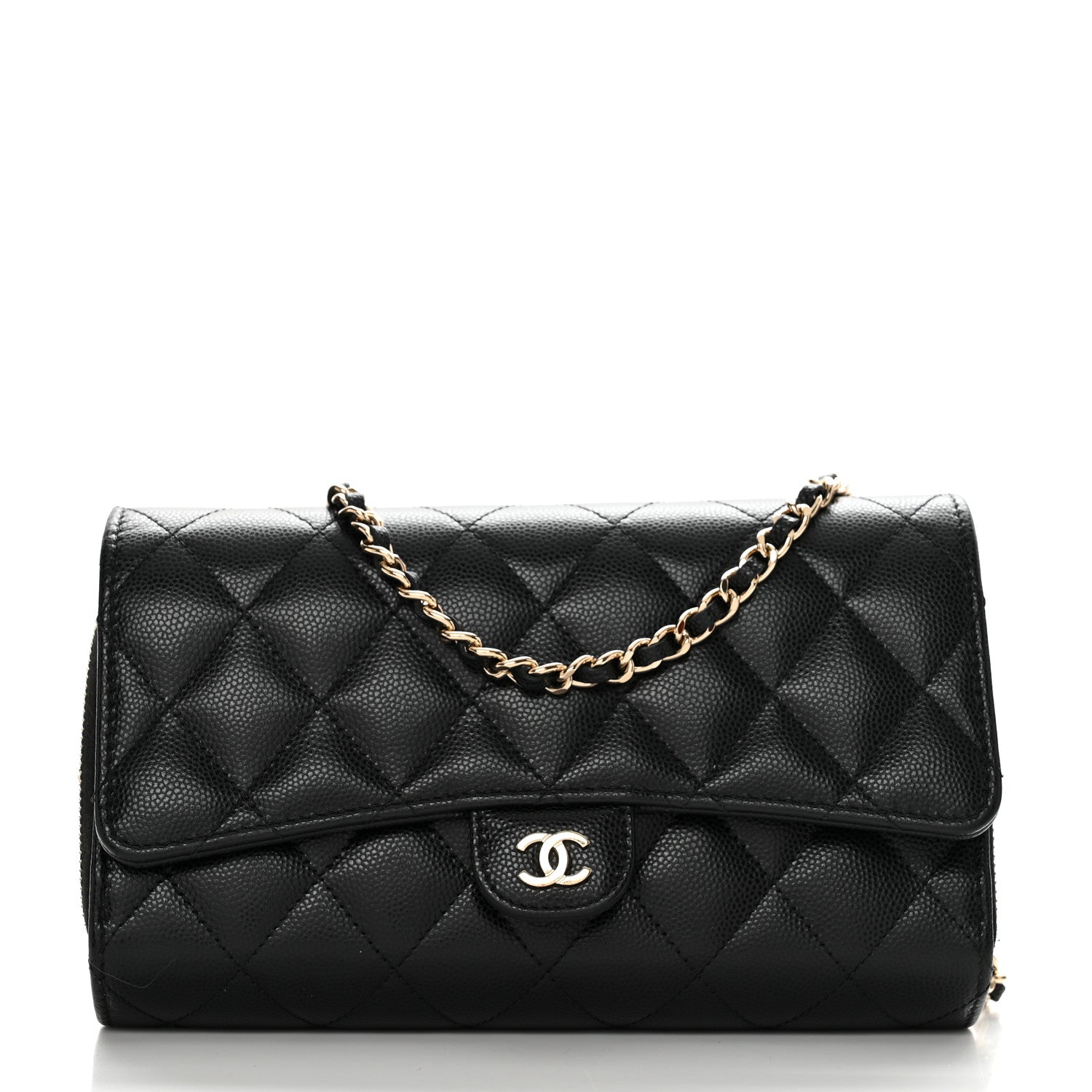Chanel Caviar Quilted Phone Holder Wallet on Removable Chain Black 3 of 13