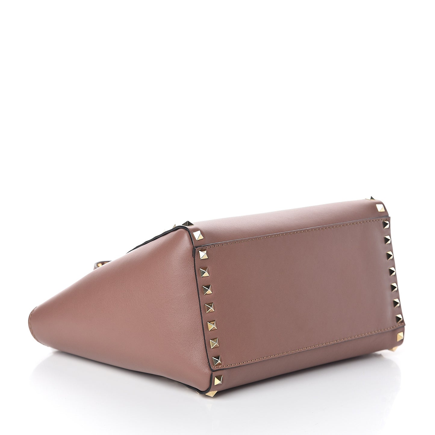 Vitello Small Rockstud Double Handle Tote Brownish