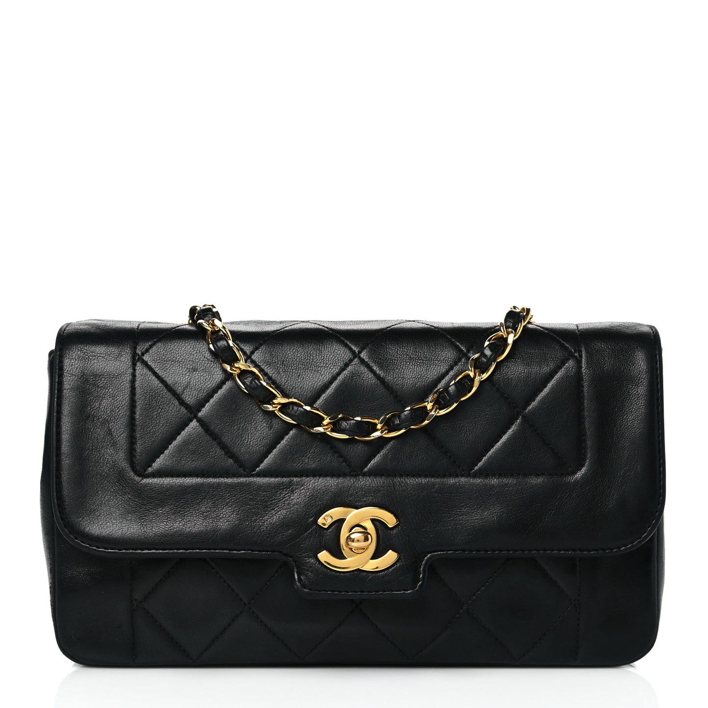Lambskin Quilted Small Single Flap Black