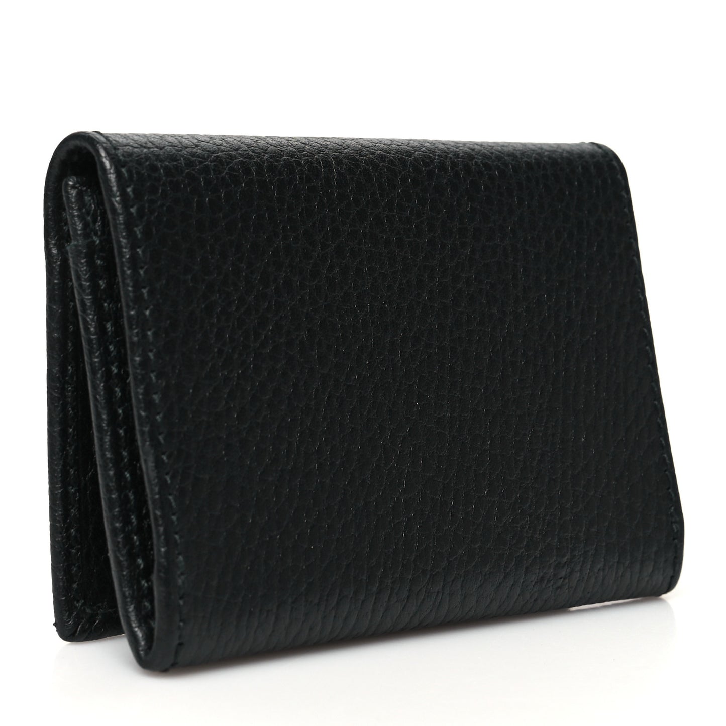 Pebbled Calfskin GG Marmont Card Case Black