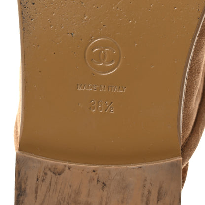 Chanel Suede Calfskin CC Slingback Loafers 38.5 Dark Beige 8 of 12