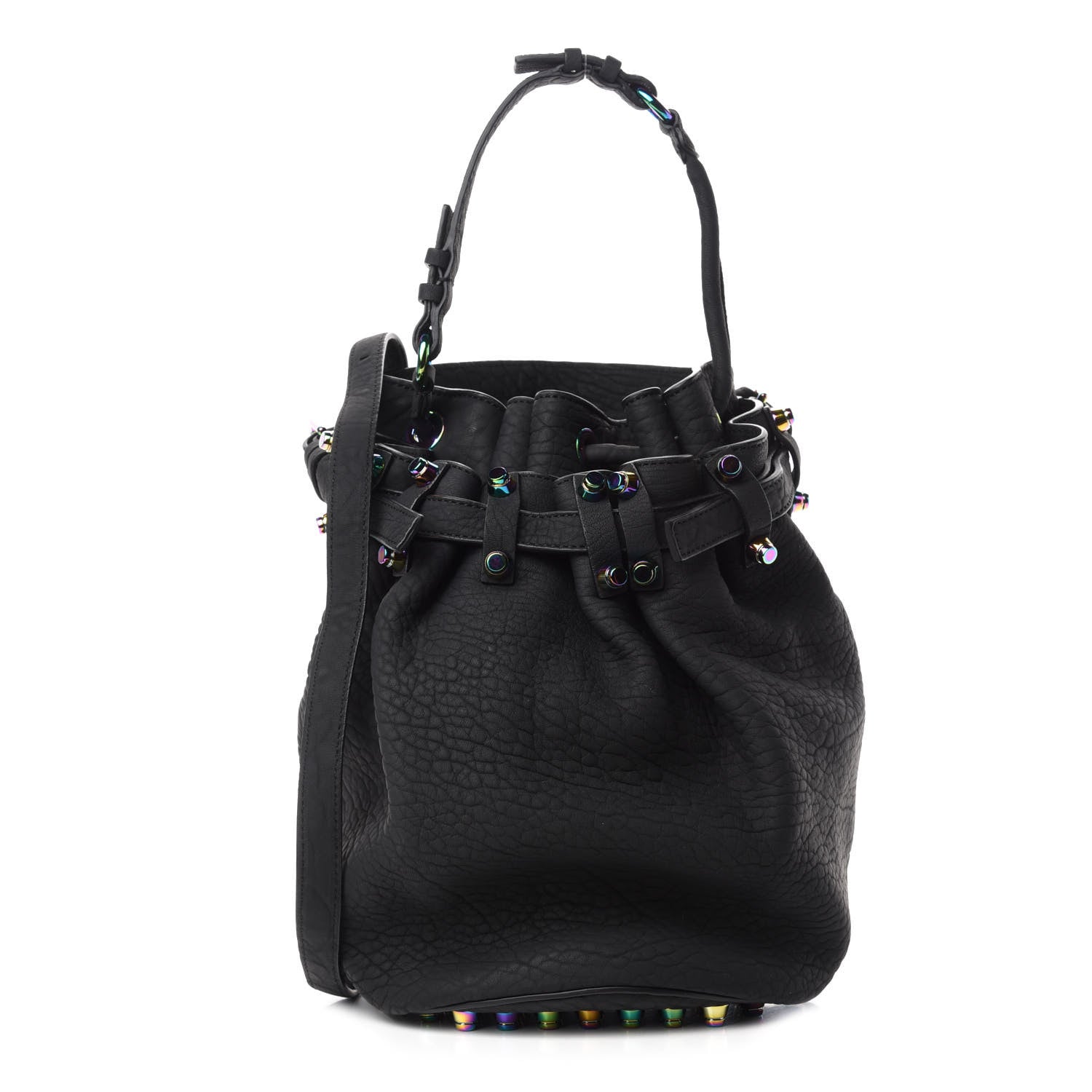 Alexander Wang Pebbled Lambskin Diego Bucket Black Iridescent Hardware 1 of 10