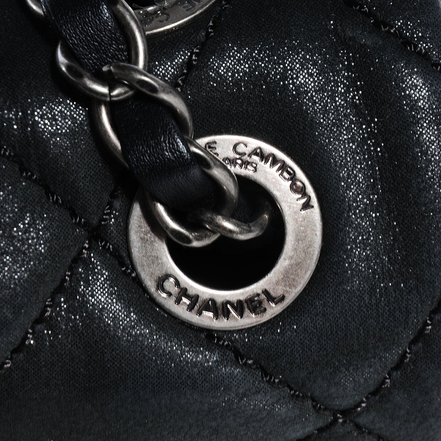 Iridescent Calfskin In the Mix Jumbo Double Flap Black