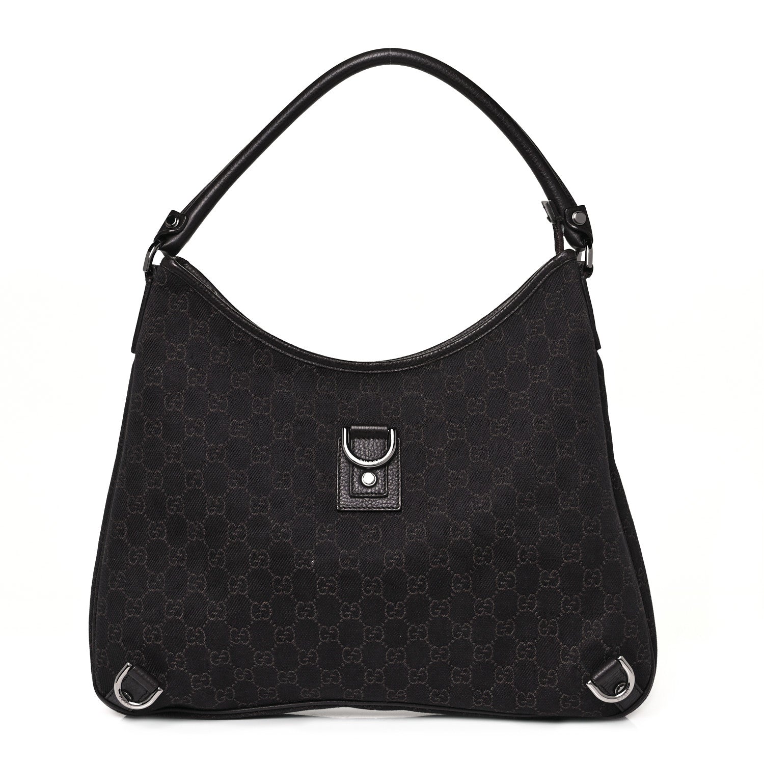 Gucci Denim Monogram Abbey D Ring Hobo Brown 1 of 9