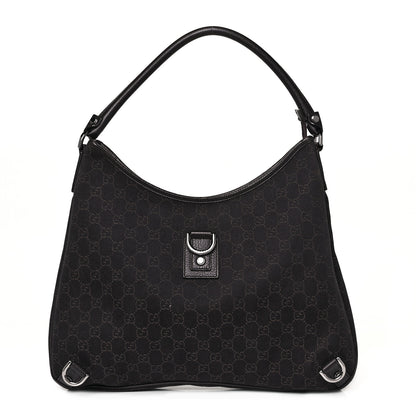 Gucci Denim Monogram Abbey D Ring Hobo Brown 1 of 9