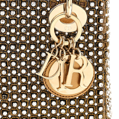 Christian Dior Metallic Calfskin Crystal Mini Lady Dior Gold 9 of 17