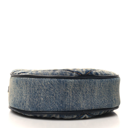 Saint Laurent Denim Quilted Monogram Round Crossbody Bag Rodeo Blue Black 4 of 11