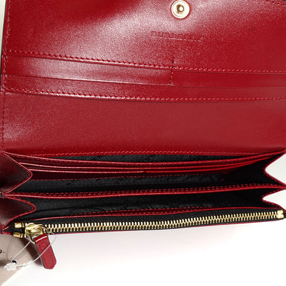 Burberry Signature Grain Calfskin Check Embossed Continental Wallet Military Red 11 of 14