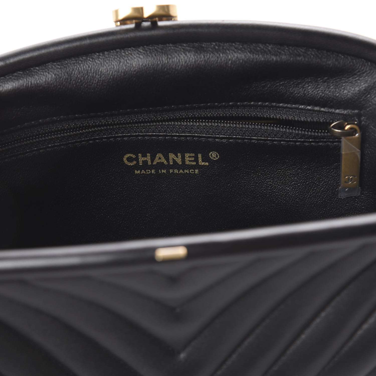 Chanel Lambskin Chevron Quilted Timeless Clutch Black 5 of 6