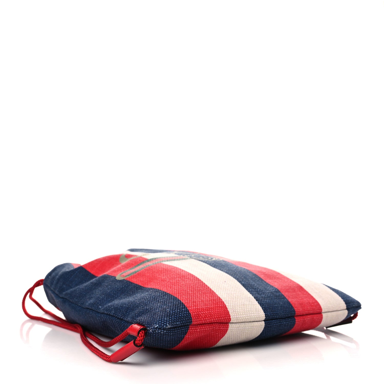 Gucci Canvas Logo Sylvie Stripe Drawstring Backpack Red 4 of 9
