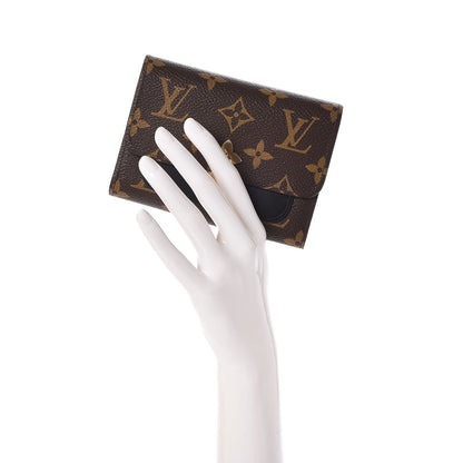 Louis Vuitton Monogram Flower Lock Compact Wallet Black 2 of 8