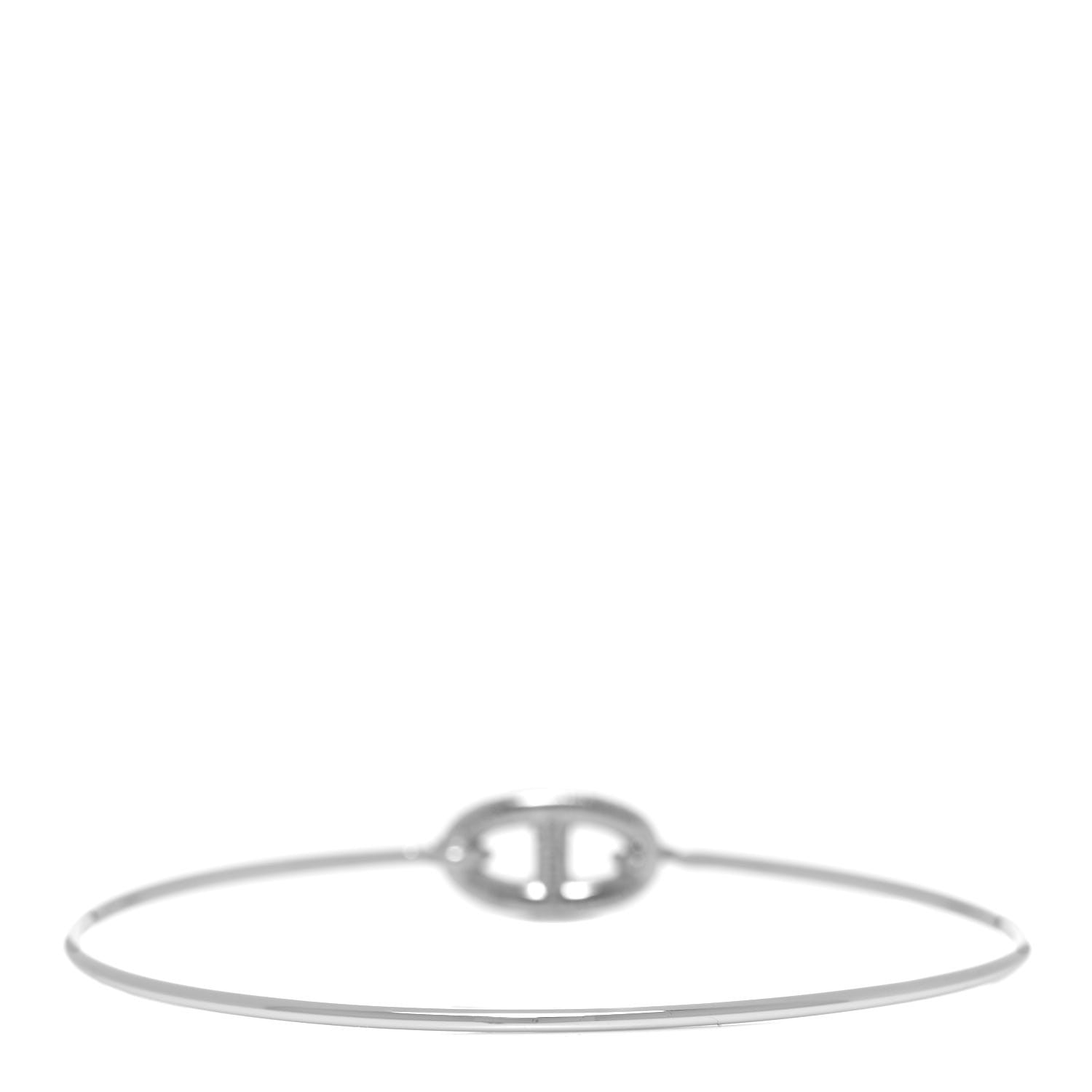 Hermes 18K White Gold Diamond PM Ronde Chaine d'Ancre Bracelet SH 3 of 5