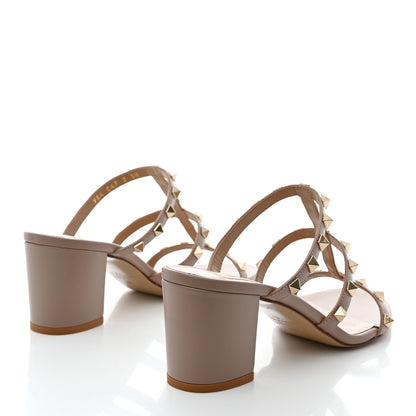 Valentino Garavani Calfskin Rockstud 60mm Caged Slide Sandals 38 Poudre 4 of 9