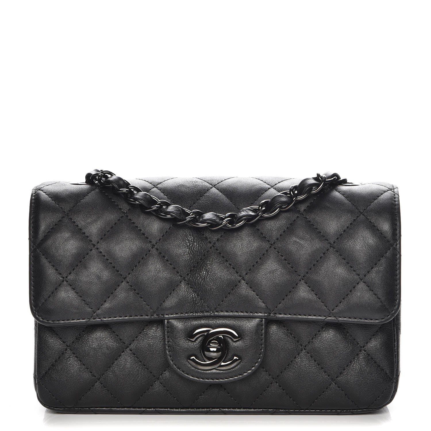 Chanel Crumpled Calfskin Quilted Mini Rectangular Flap So Black 1 of 7