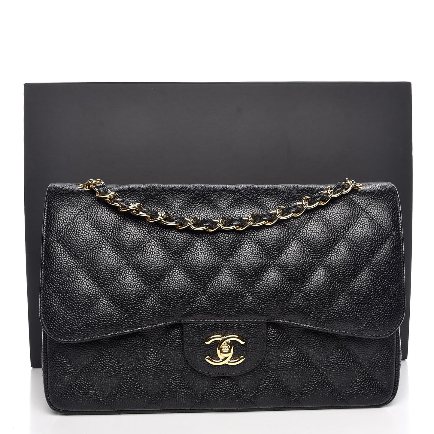Caviar Quilted Jumbo Double Flap Black