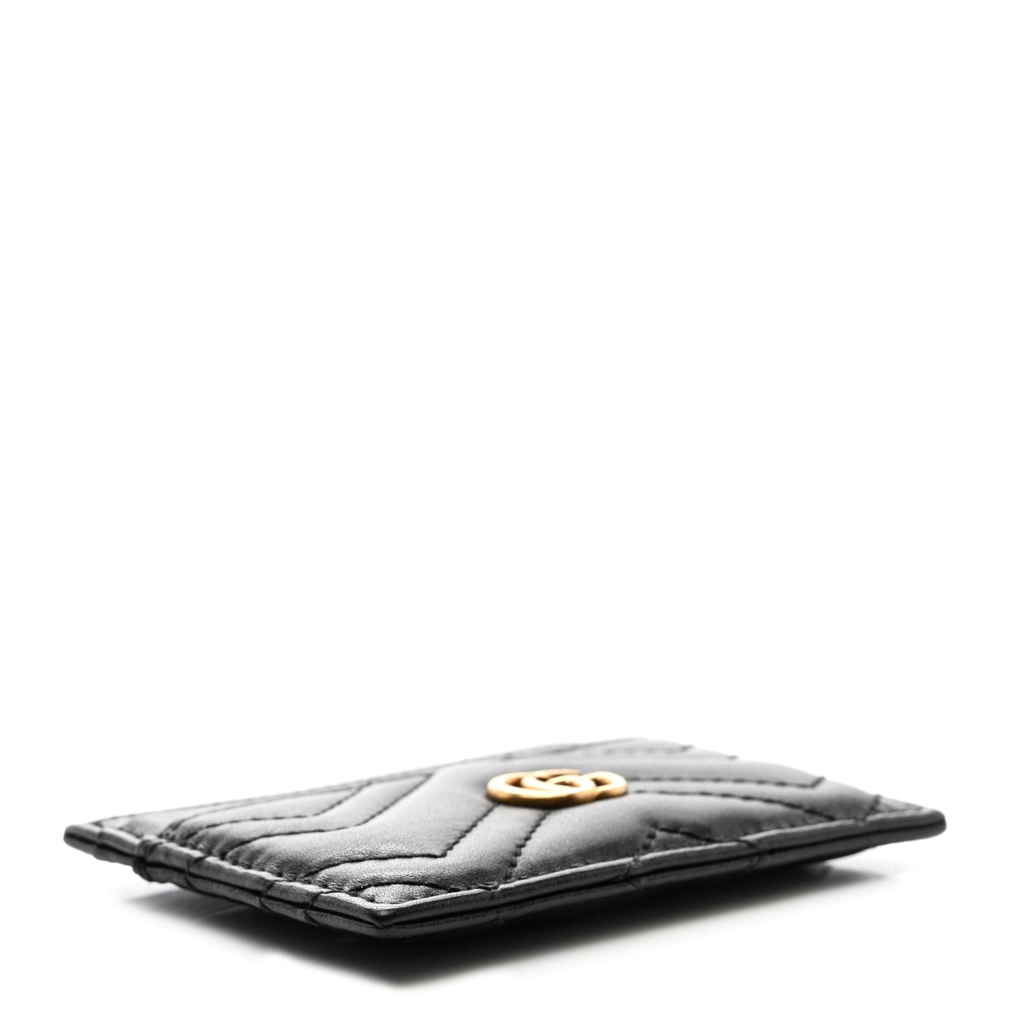 Calfskin Matelasse GG Marmont Card Holder Black