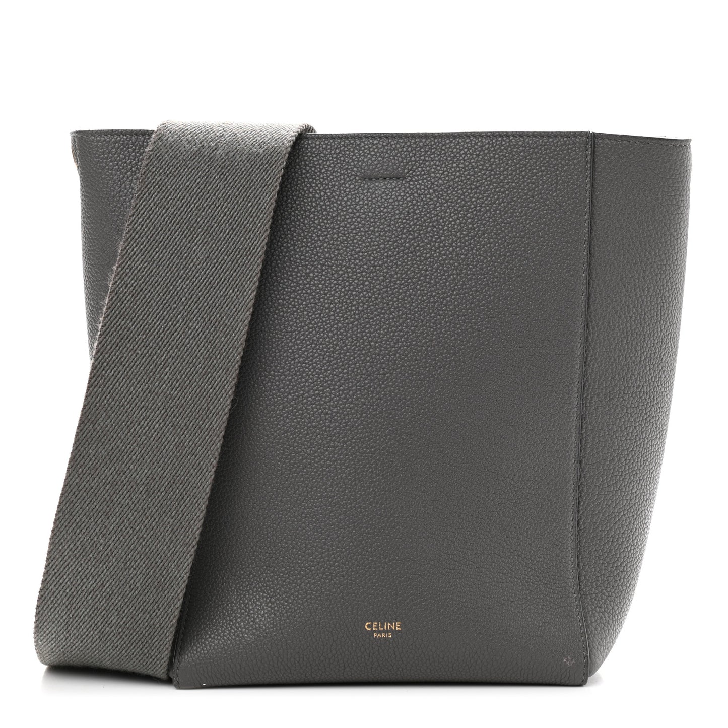 Soft Grained Calfskin Small Sangle Bucket Bag Grey
