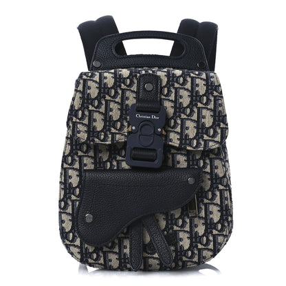 Christian Dior HOMME Oblique Calfskin Mens Mini Saddle Backpack Navy Blue 1 of 12