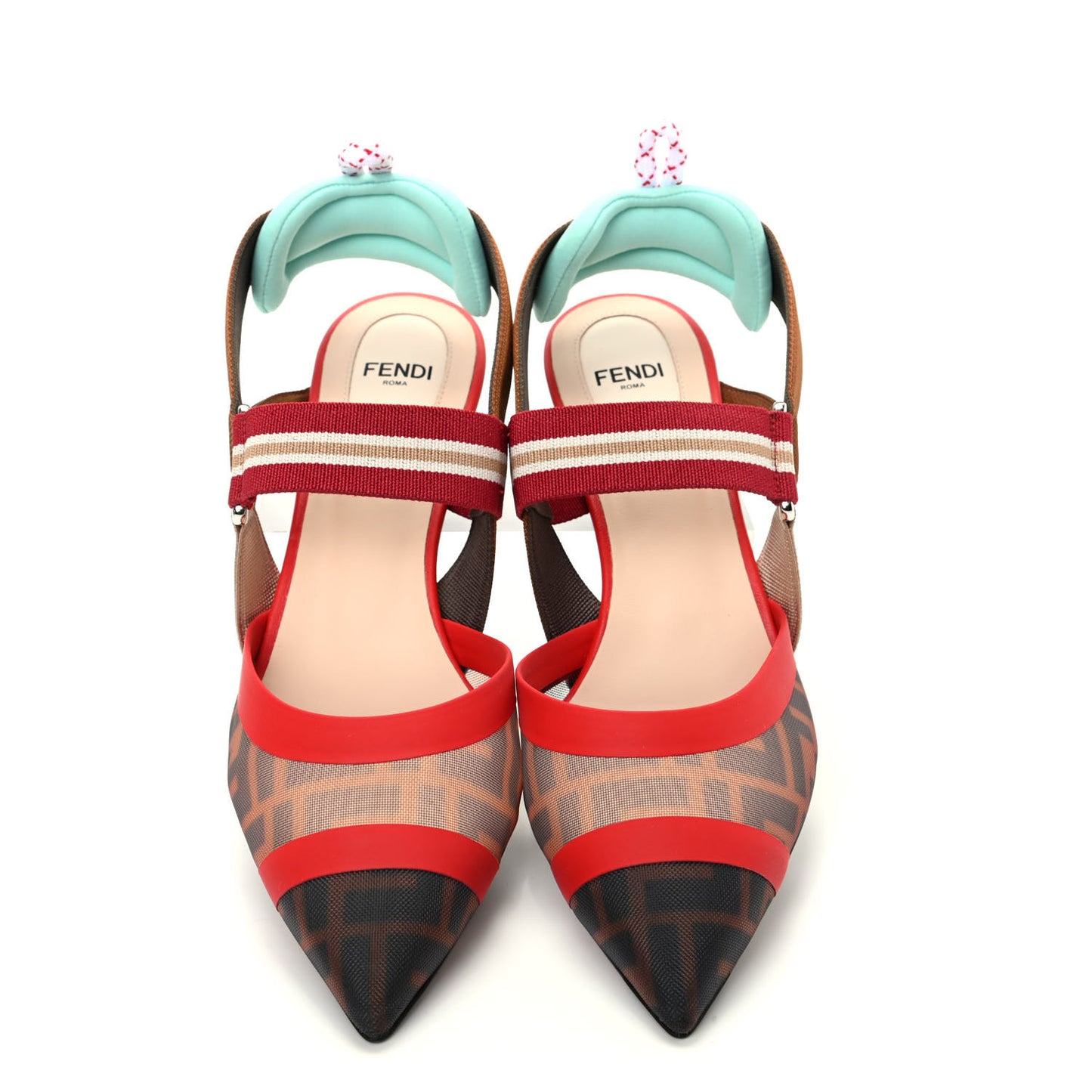 Technical Mesh FF Colibri 55mm Slingback Pumps 38 Tobacco Moro Cipria Papavero Camelia