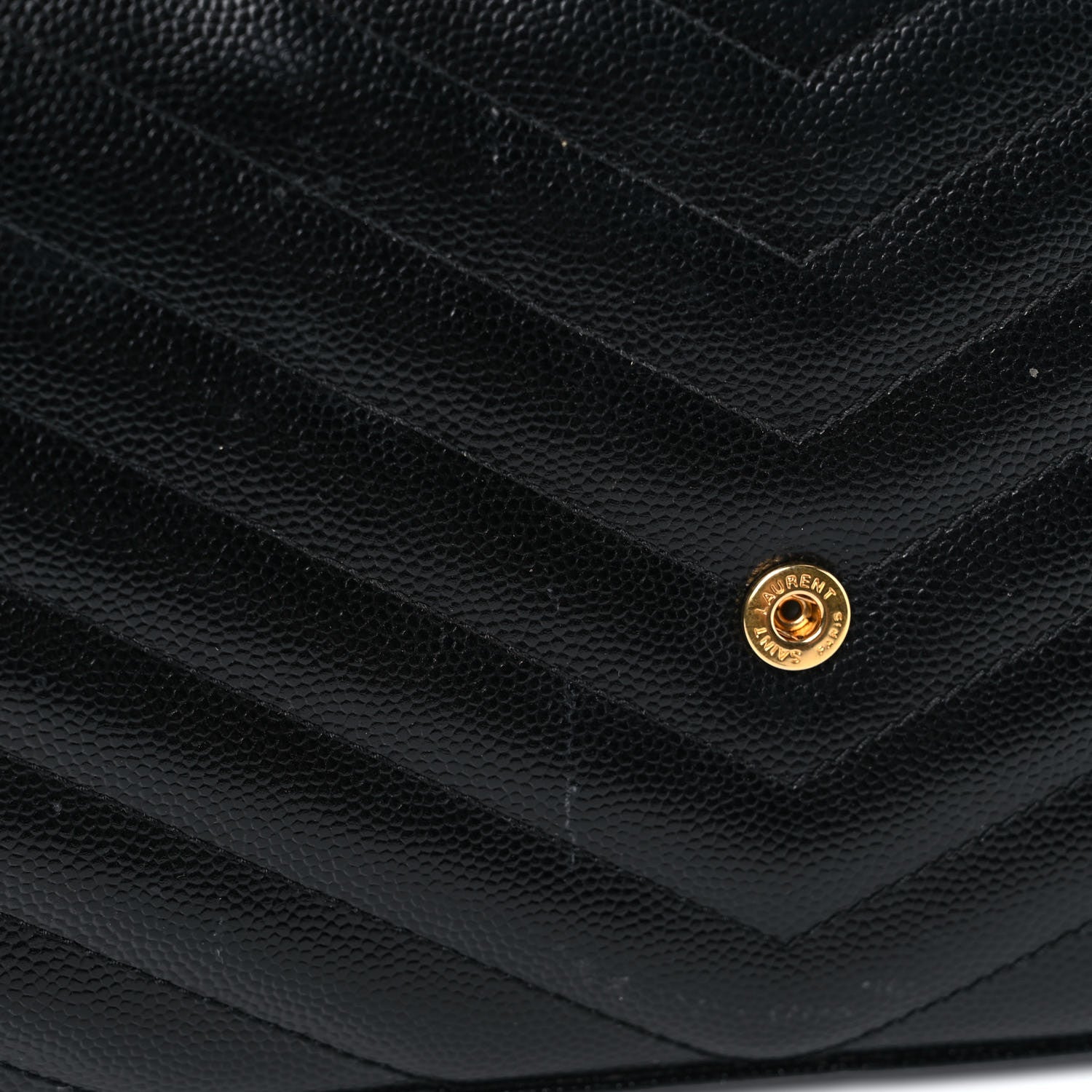Saint Laurent Grain De Poudre Matelasse Chevron Monogram Chain Wallet Black 20 of 23