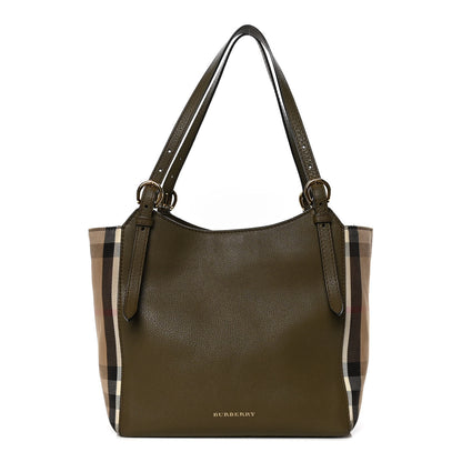 Burberry Grainy Calfskin House Check Small Canterbury Olive Melange 1 of 10