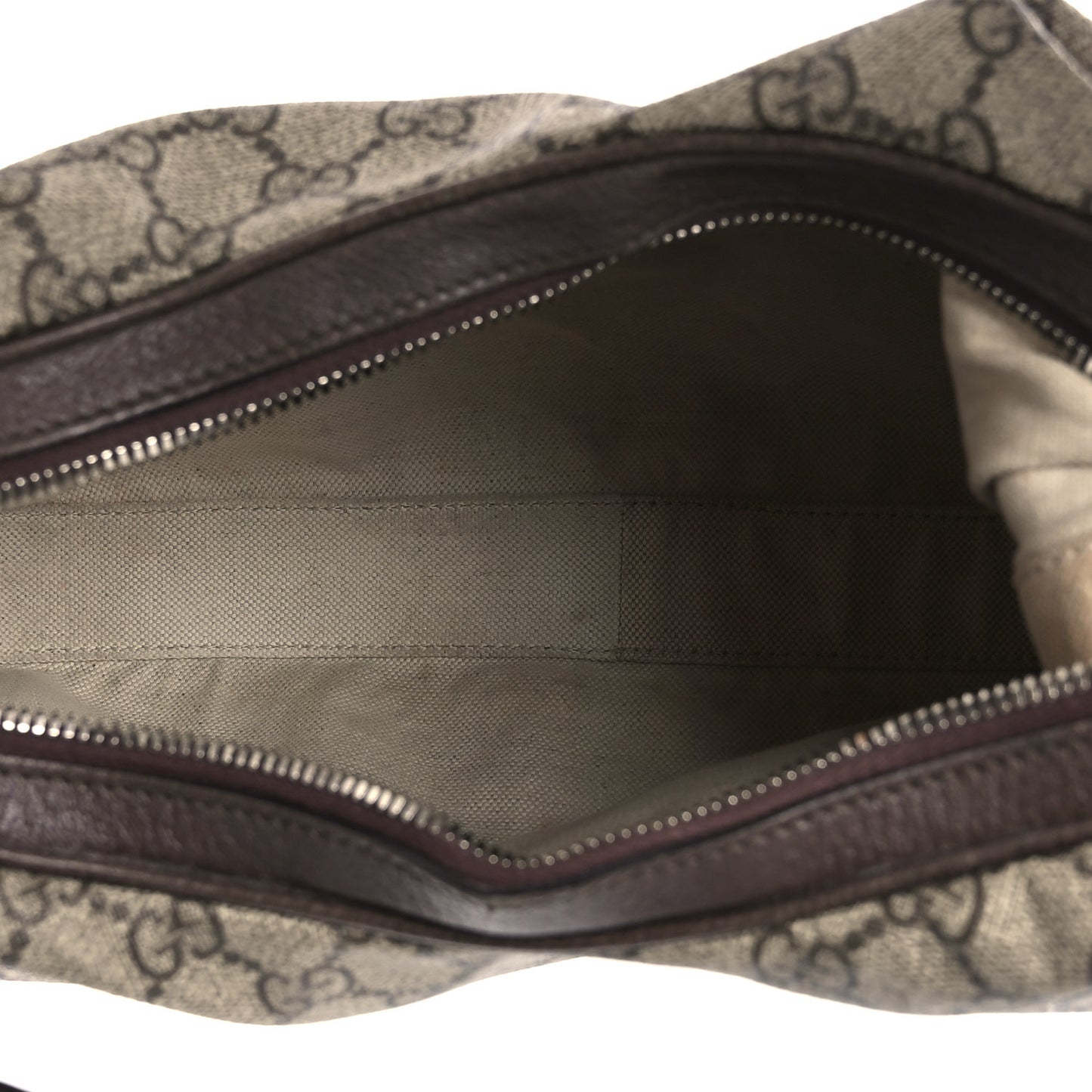 GG Supreme Monogram Textured Calfskin Web Large Attache Shoulder Bag Beige Ebony New Acero