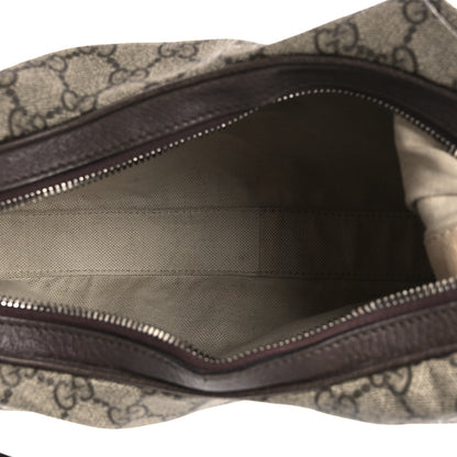 Gucci GG Supreme Monogram Textured Calfskin Web Large Attache Shoulder Bag Beige Ebony New Acero 5 of 13