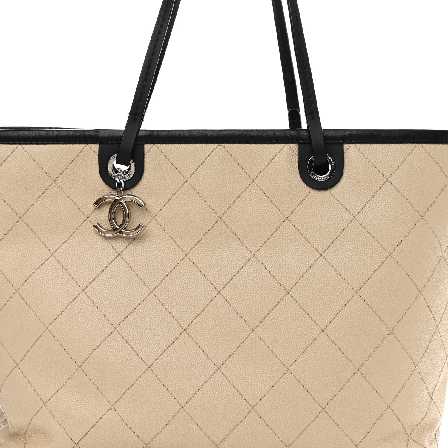 Chanel Grained Calfskin Large Fever Shopping Tote Beige 9 of 16