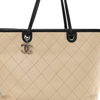 Chanel Grained Calfskin Large Fever Shopping Tote Beige 9 of 16