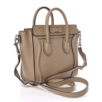 Celine Drummed Calfskin Nano Luggage Dune 3 of 12