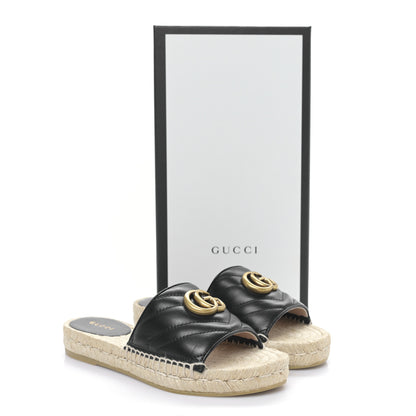 Gucci Nappa Matelasse GG Marmont Espadrille Slide Sandals 35 Black 10 of 10