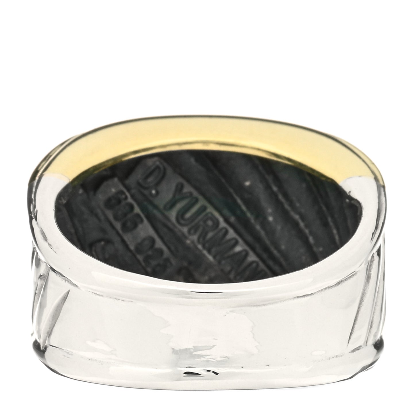 Sterling Silver 14K Yellow Gold Cable Cigar Band Ring 53 6.5