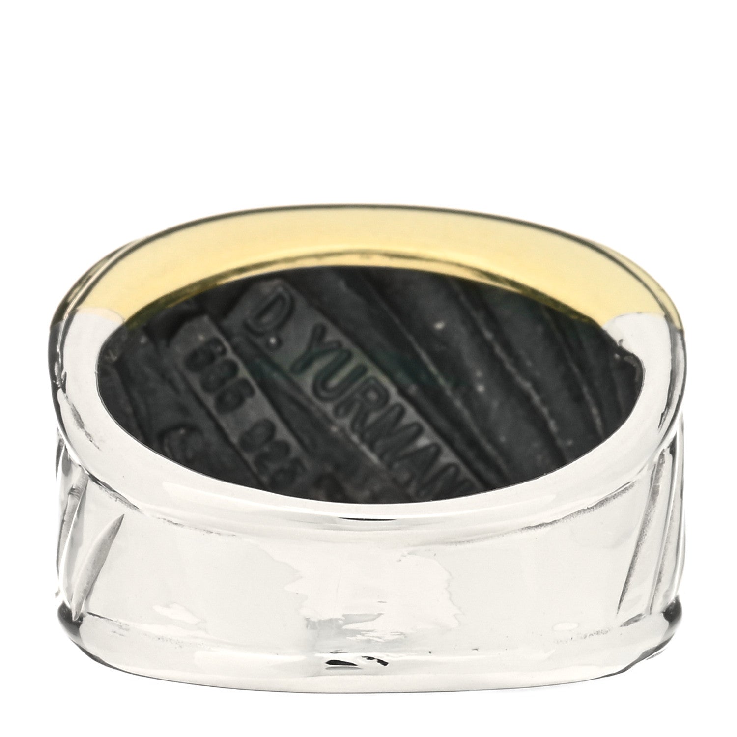 David Yurman Sterling Silver 14K Yellow Gold Cable Cigar Band Ring 53 6.5 2 of 3