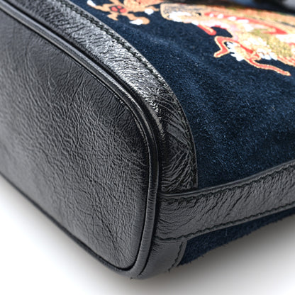 Gucci Suede Patent Dragon Embroidered Medium Dionysus Bucket Bag Dark Blue 9 of 9