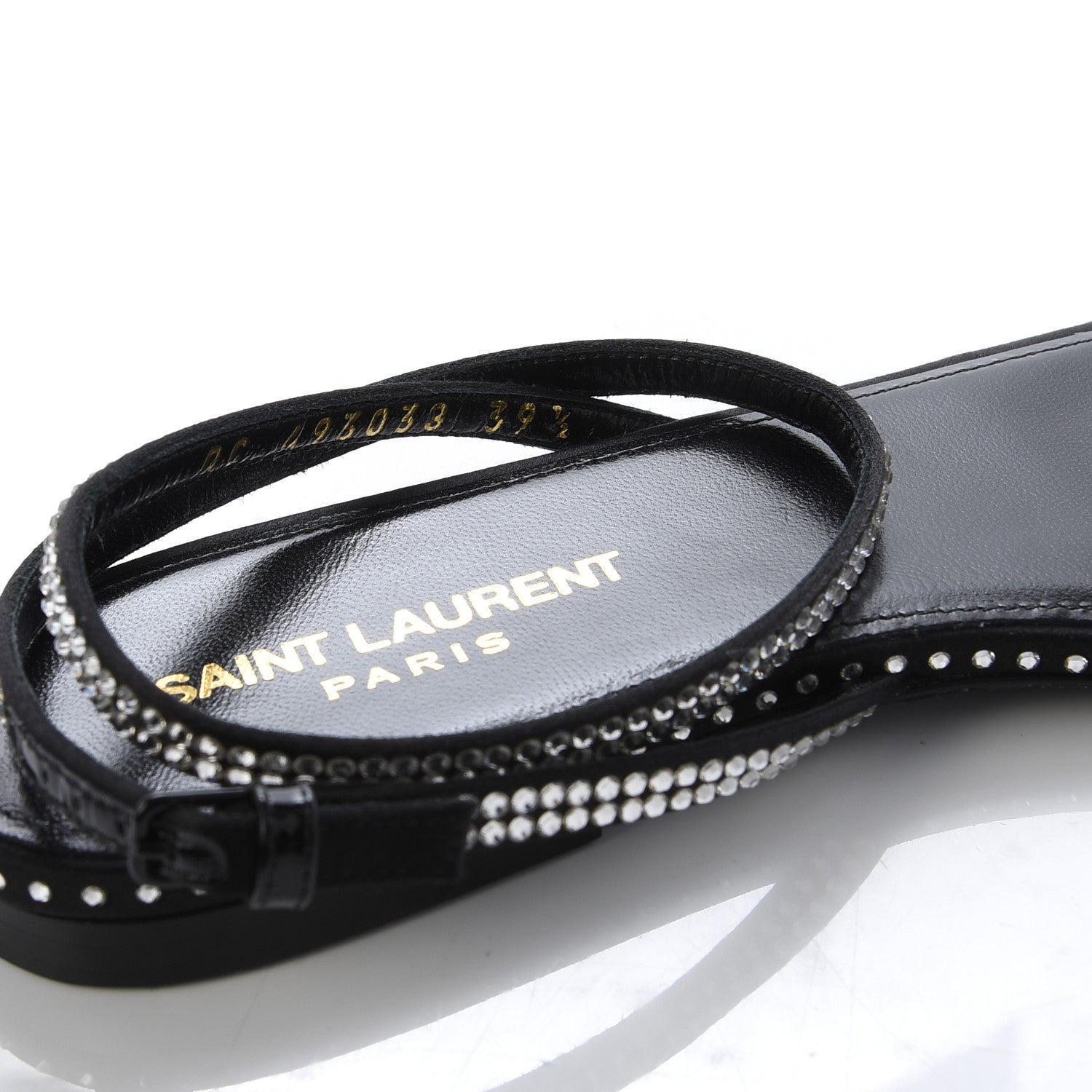 Saint Laurent Calfskin Studded Raso Seta Sandals 39.5 Black 6 of 9