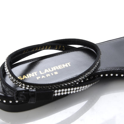 Saint Laurent Calfskin Studded Raso Seta Sandals 39.5 Black 6 of 9