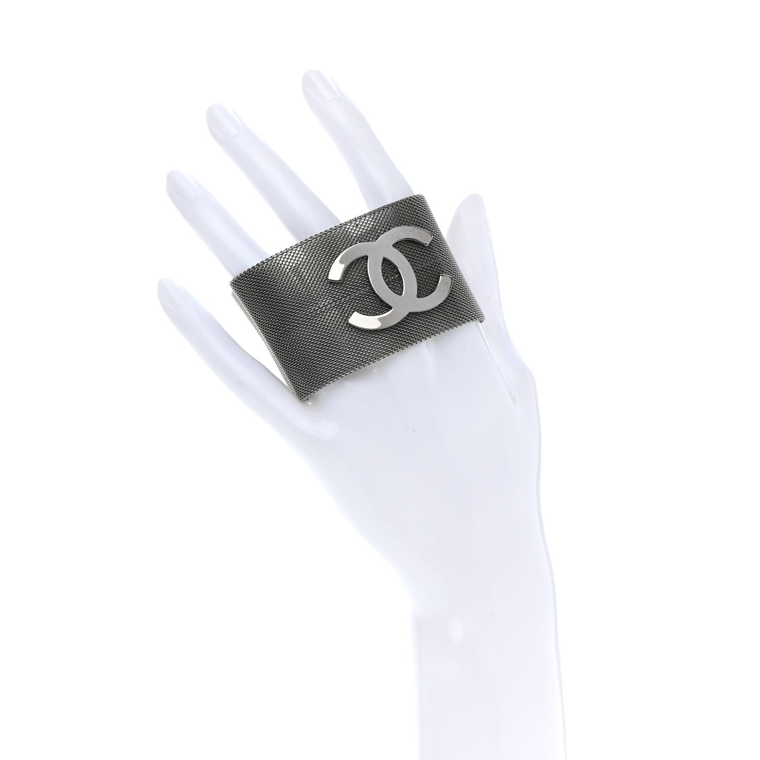 Chanel Metal Mesh CC Bracelet Silver 2 of 4