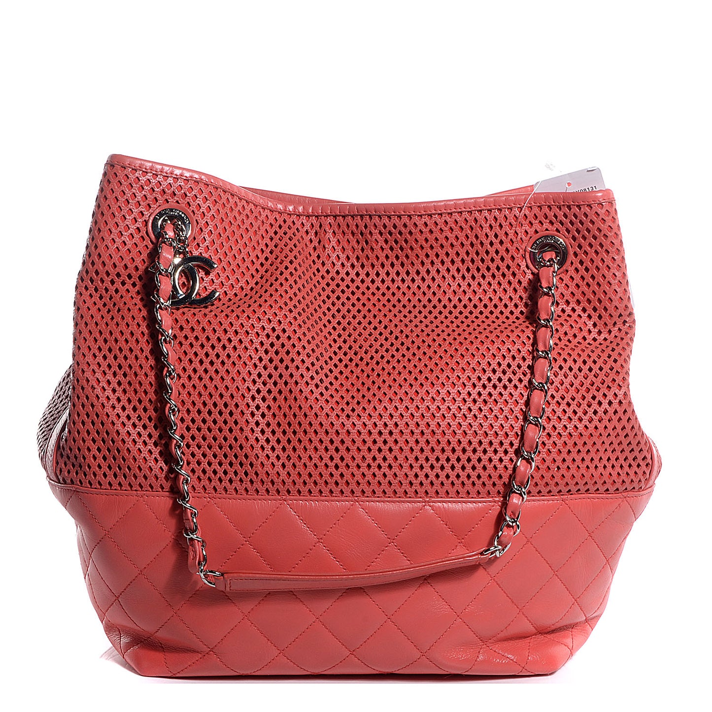 Calfskin Perforated Up In The Air North South Tote Red