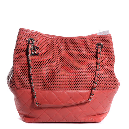 Chanel Calfskin Perforated Up In The Air North South Tote Red 1 of 7