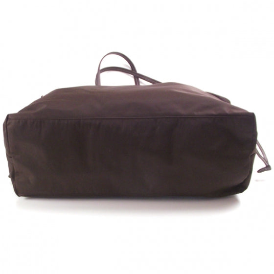 Nylon Large Shopping Tote Brown